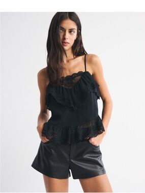 Abercrombie High Rise Vegan Leather Micro Shorts